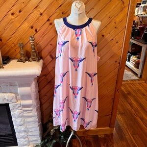 Pink and Blue Sleeveless Dress